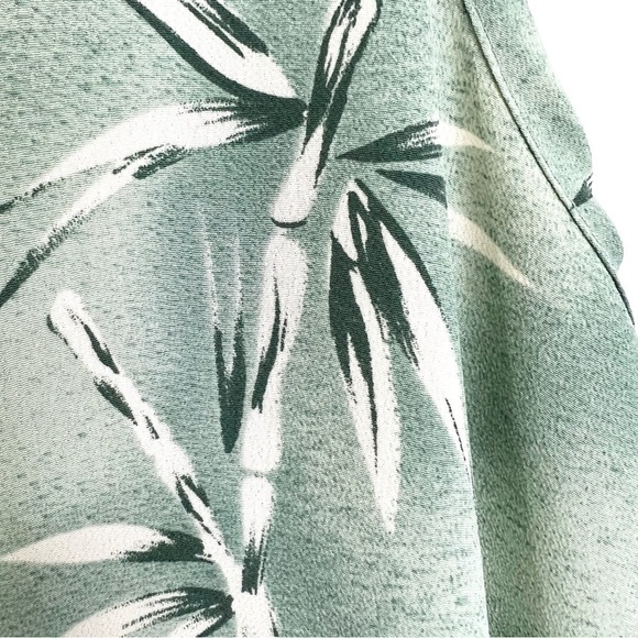 Vintage green bamboo print midi dress M - Picture 9 of 11